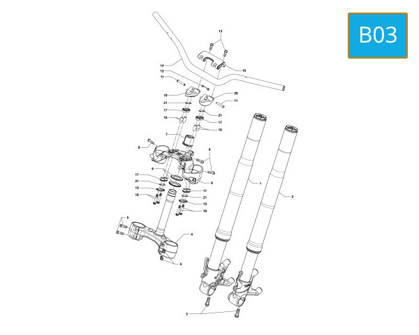 B03 - FRONT FORK - TRIPLE CLAMP