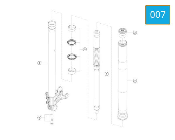 007 - FORK LEG ASSY - RIGHT TV LUSSO - SCS