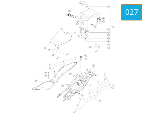 027 - SEAT - REAR COVER - FRAME
