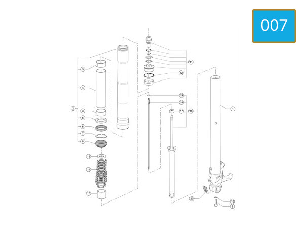 007 - FORK LEG ASSY - LEFT TV R