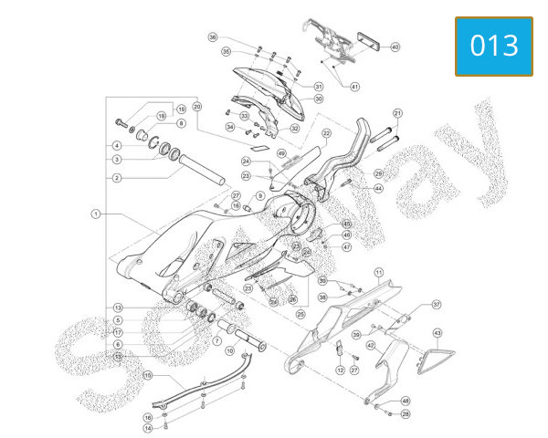 013 - REAR SWING ARM - REAR FENDER - LICENSE