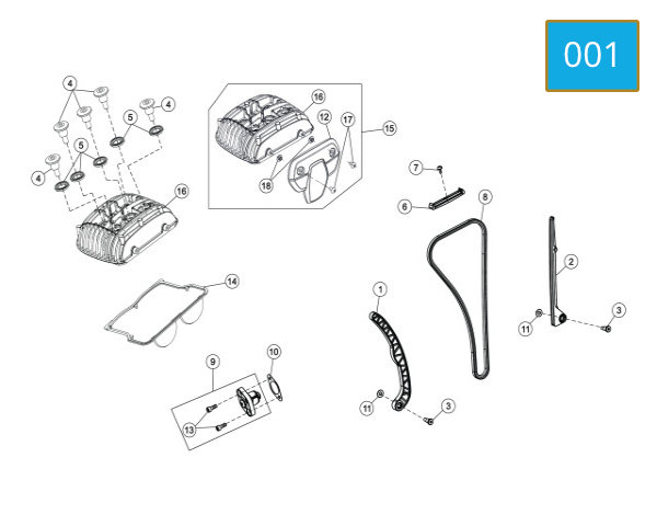 001 - CAMCHAIN - TENSIONER - CYLINDER HEAD COVER