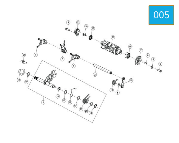 005 - DRUM ASM - SHIFT SHAFT MECH CAMBINE