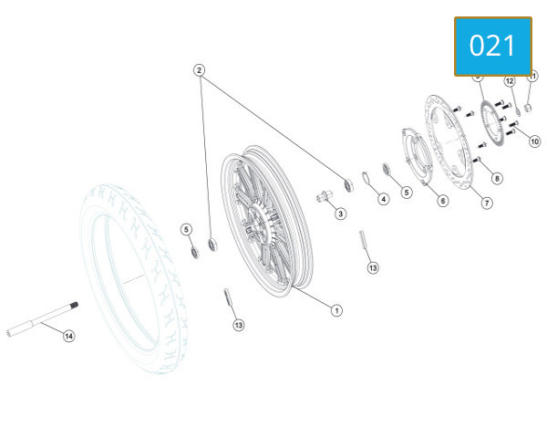 021 - FRONT ALLOY WHEEL ASSY