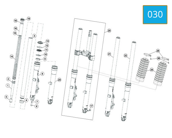 030 - FRONT FORK ASSY