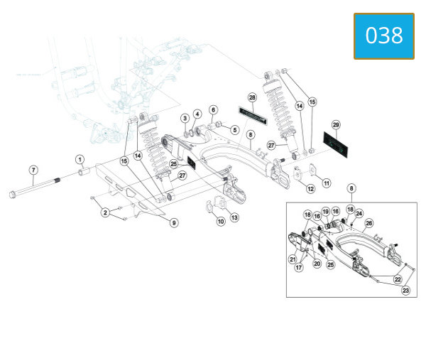 038 - SWING ARM ASSY - REAR SHOCK ABSORBER