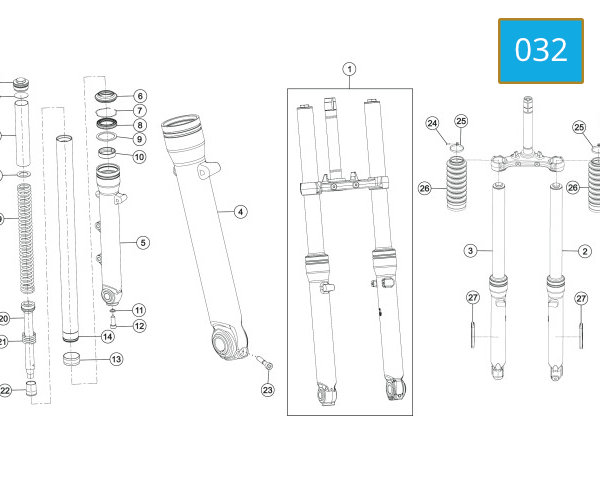 032 - FRONT FORK ASSY