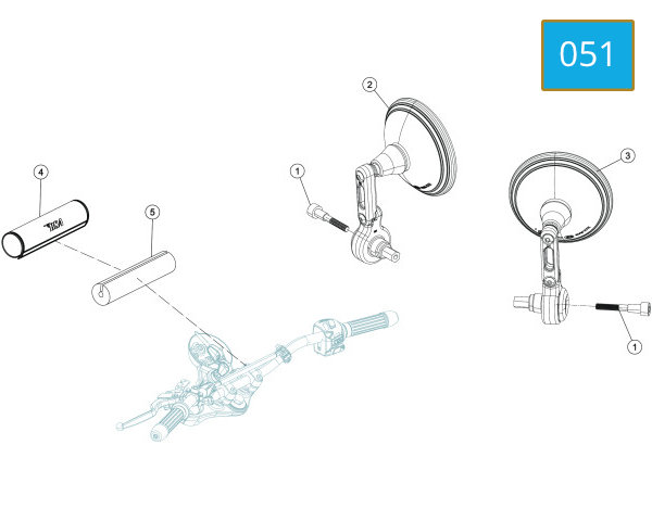 051 - ACCESSORIES - HANDLE END MIRRORS AND HANDLE BAR BRACE PAD