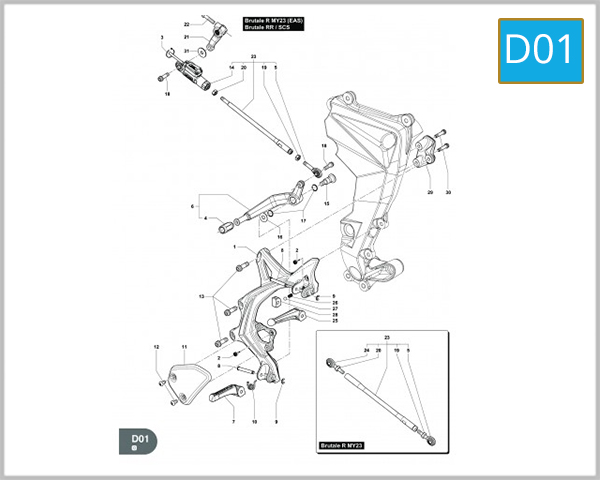 D01 - LEFT FOOTREST - GEAR CHANGE PEDAL