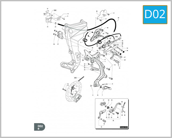D02 - RIGHT FOOTRESTS - BRAKE PEDAL