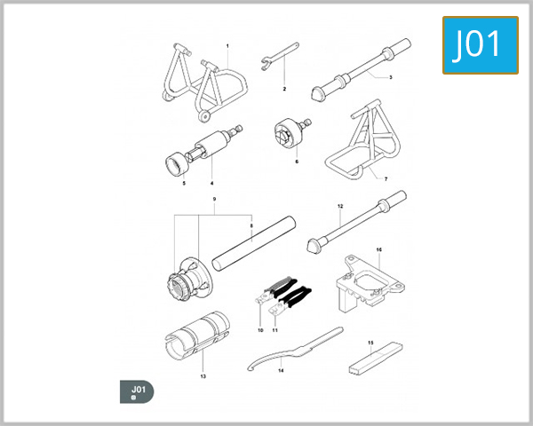 J01 - WORKSHOP SERVICE TOOLS FRAME 1