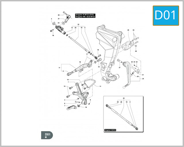 D01 - LEFT FOOTREST - GEAR CHANGE PEDAL