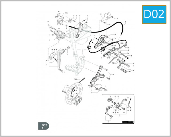 D02 - RIGHT FOOTRESTS - BRAKE PEDAL