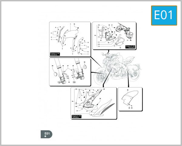 E01 - FRONT FENDER - LEFT SIDE COWLING