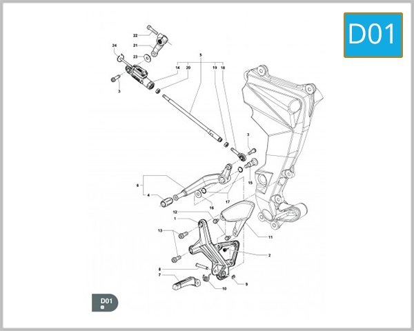 D01 - LEFT FOOTREST - PEDAL GEAR CHANGE