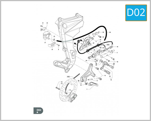 D02 - RIGHT FOOTRESTS - BRAKE PEDAL