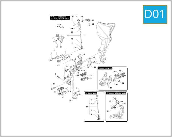 D01 - LEFT FOOTREST - GEAR CHANGE PEDAL