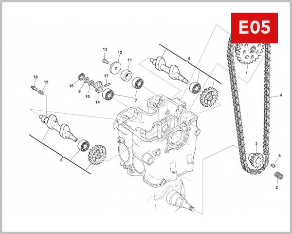 E05 - CAMSHAFT AXLE & CHAIN/TIMING