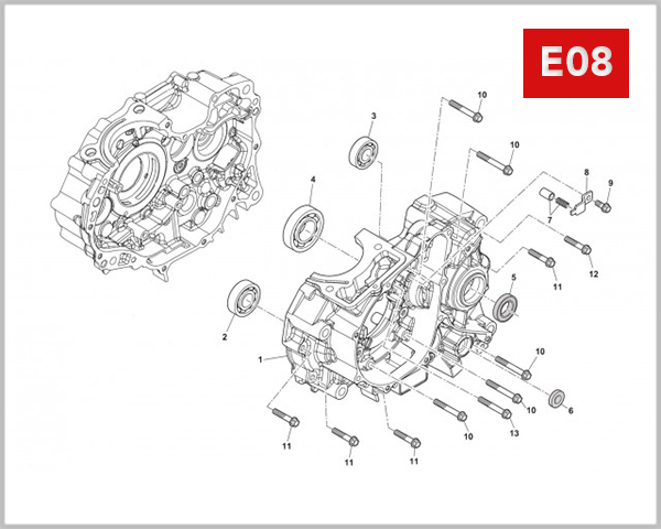 E08 - CRANKCASE SET LH