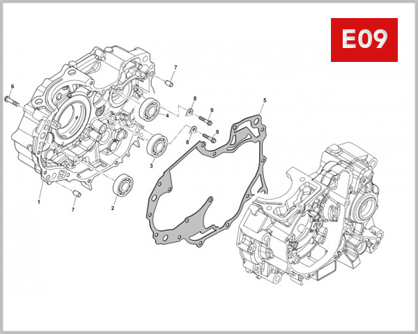 E09 - CRANKCASE SET RH