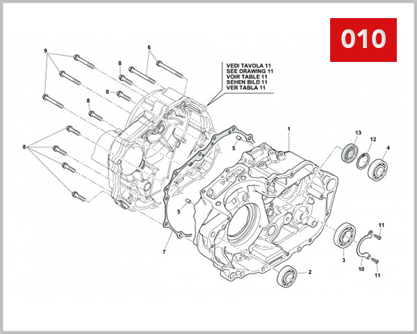 010 - RIGHT HALF CRANKCASE