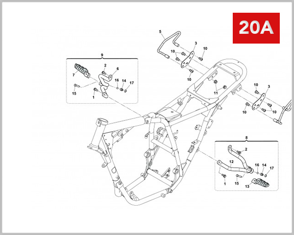 20A - REAR FOOTREST HANDLE PILLION RIDER