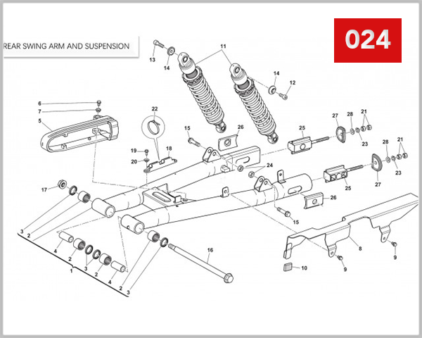 024 - REAR SWING ARM-SHOCK ABSORBER