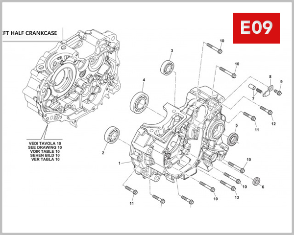 E09 - LEFT CRANKCASE ASSY