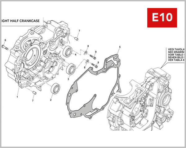 E10 - RIGHT CRANKCASE ASSY