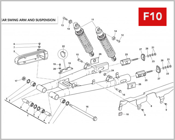F10 - REAR SWING ARM-SHOCK ABSORBER