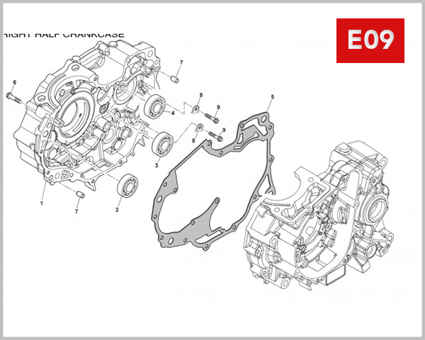 E09 - RIGHT CRANKCASE ASSY