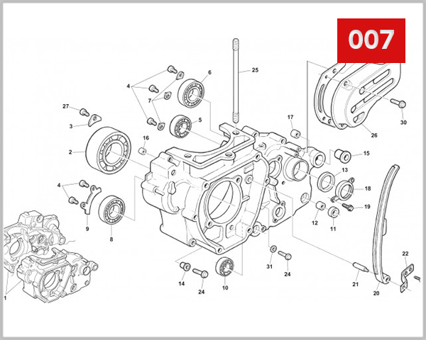 007 - CRANKCASE SET LH