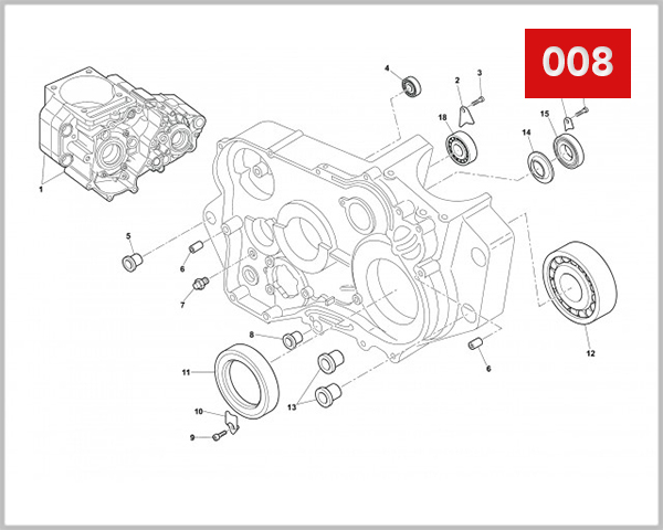 008 - R.H. HALF CRANKCASE