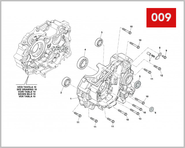 009 - LEFT HALF CRANKCASE