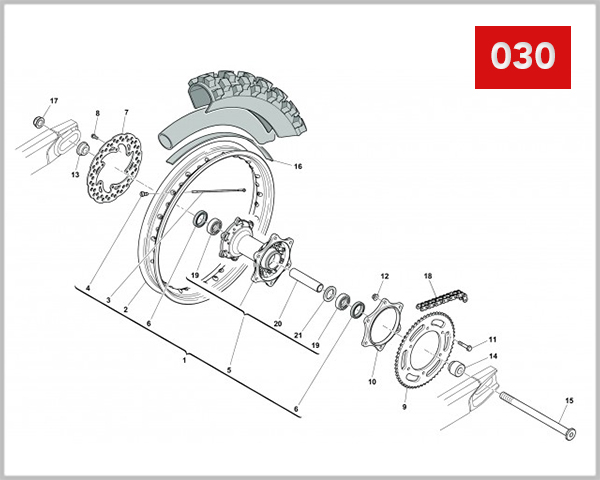 030 - REAR WHEEL (RS 125R)