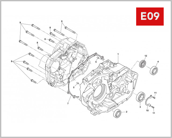 E09 - RIGHT CRANKCASE ASSY