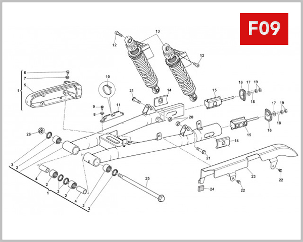 F09 - REAR SWING ARM - REAR SHOCK ABSORBER