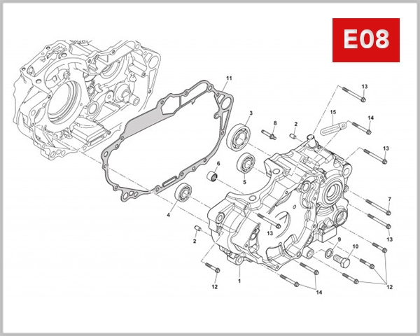 E08 - LEFT CRANKCASE ASSY