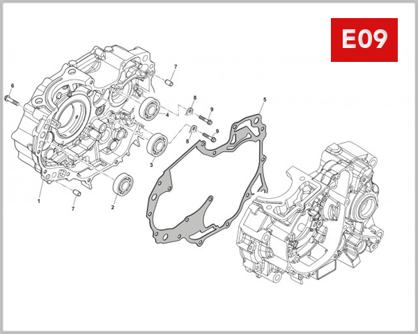 E09 - CRANKCASE SET RH