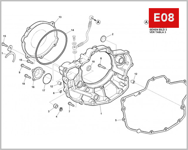 E08 - RIGHT CRANKCASE COVER