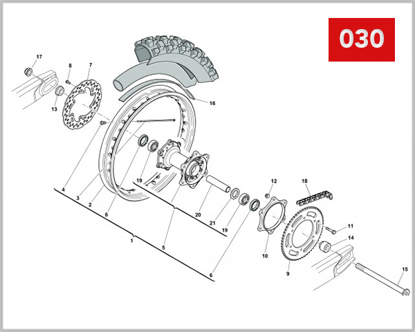 030 - REAR WHEEL RS 125R