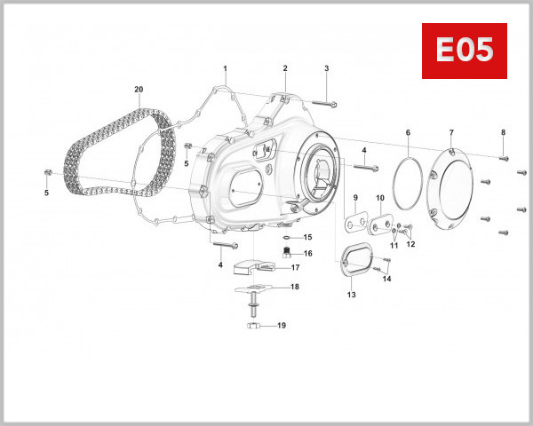 E05 - LEFT CRANKCASE COVER