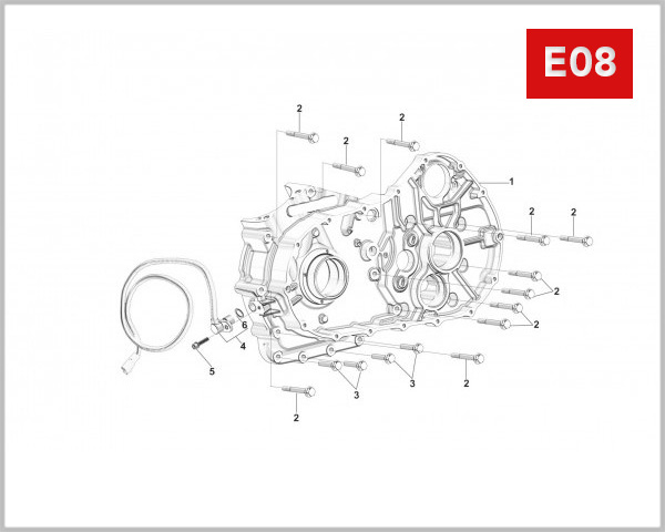E08 - LEFT CRANKCASE ASSY