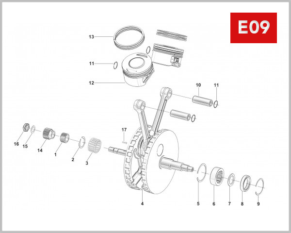 E09 - CRANKSHAFT CONNECTING ROD & PISTON