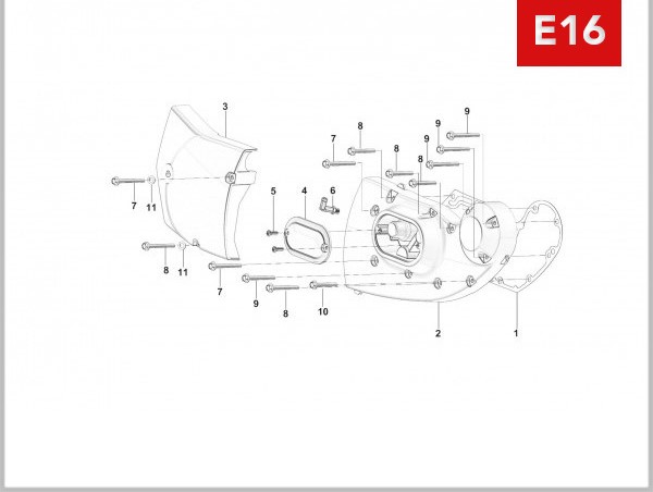 E16 - RIGHT CRANKCASE COVER