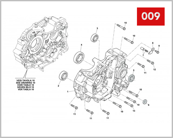 009 - LEFT HALF CRANKCASE