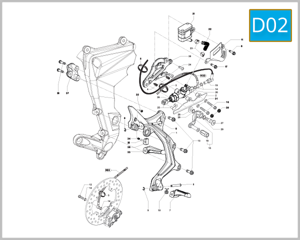 D02 - Right Hand Footrest Assembly