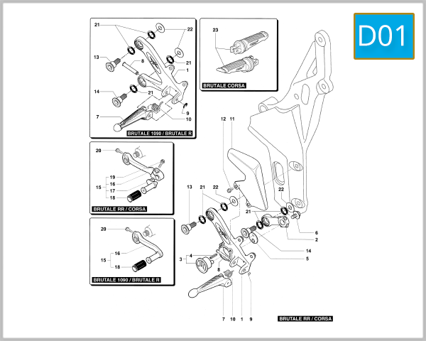 D01 - Left Hand Footrest Assembly