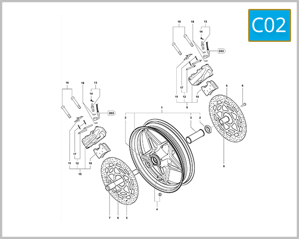 C02 - Front Wheel Assembly (Brutale 990 R - Brutale 920)