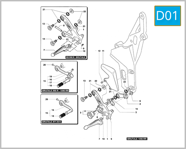 D01 - Left Hand Footrest Assembly